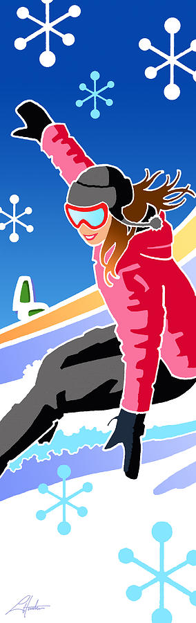 Snowboarder diptych right side Digital Art by Larry Hunter