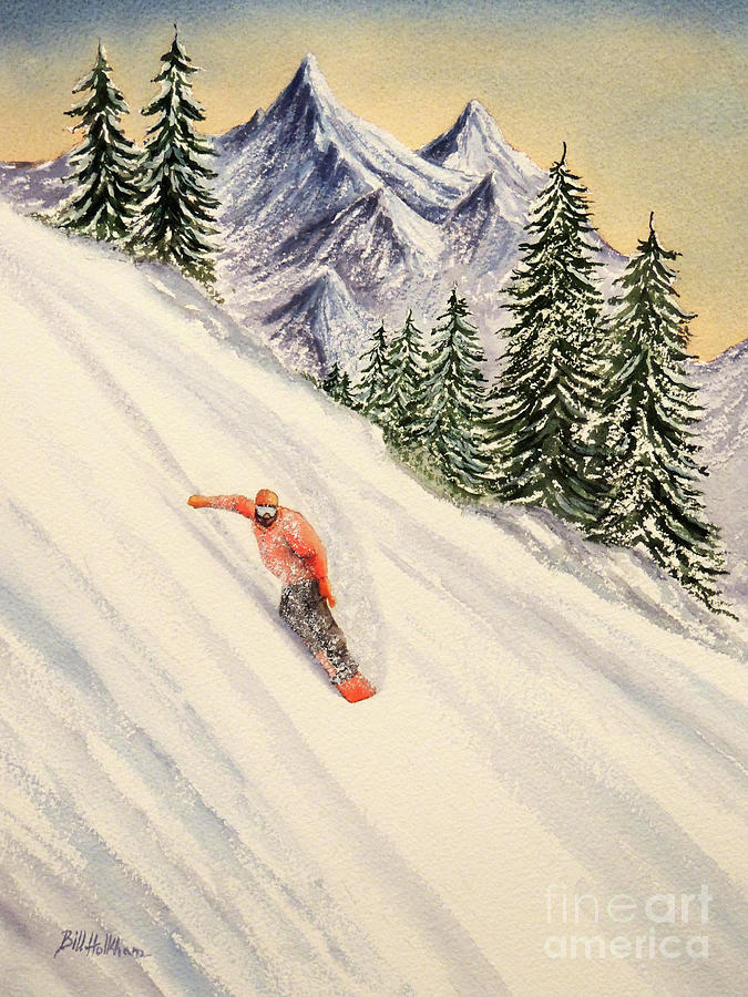 Snowboarding Free And Easy Painting by Bill Holkham