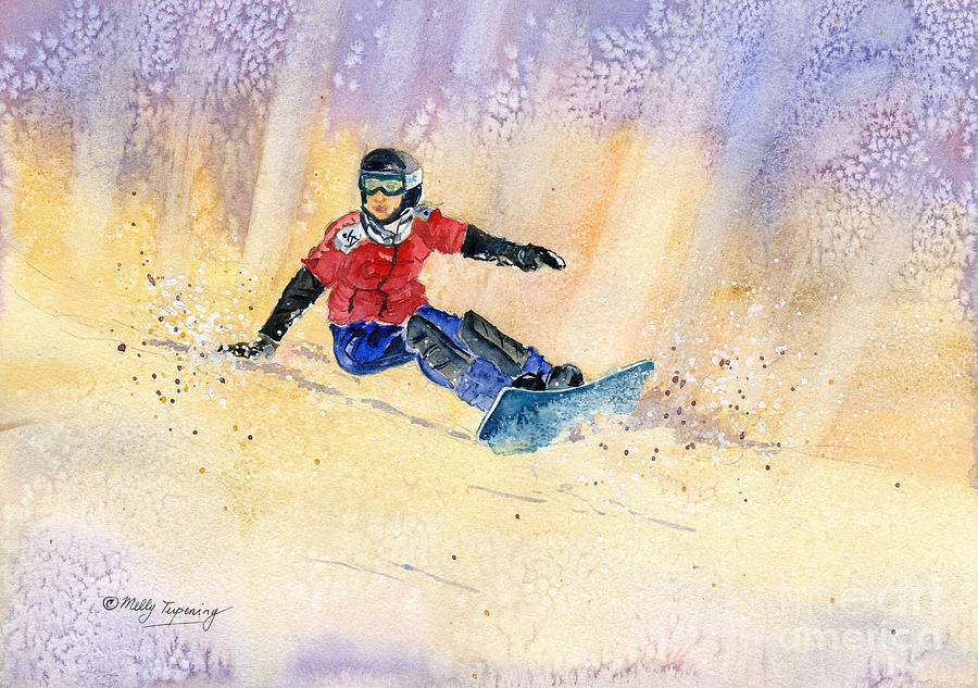 Snowboarding Painting by Melly Terpening