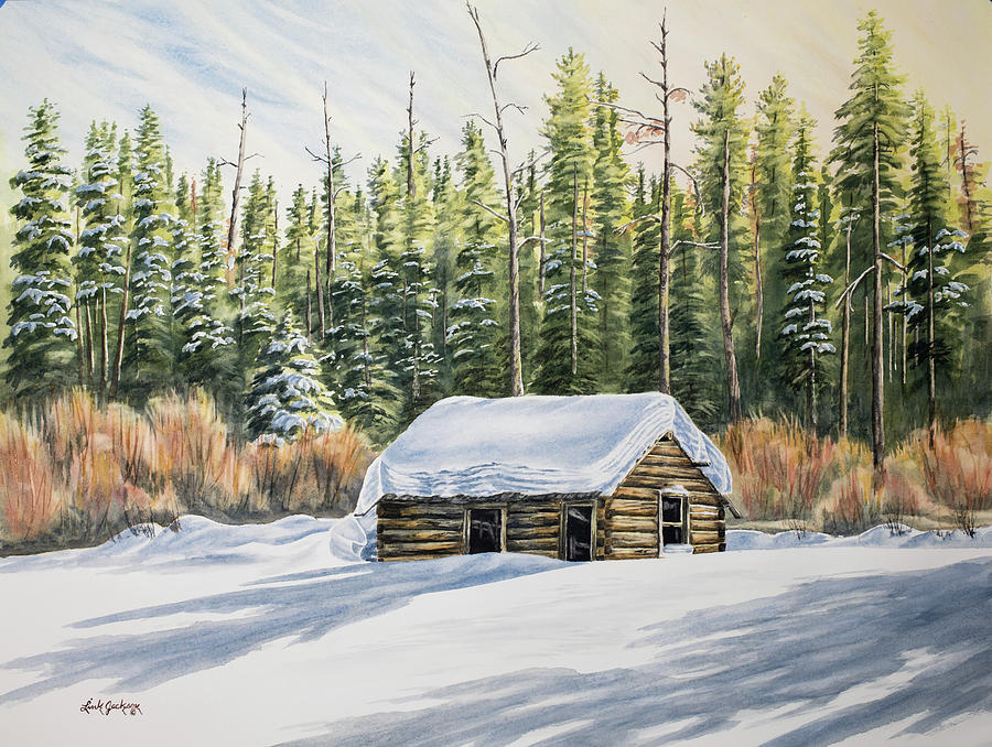 Snowbound Montana Cabin Painting by Link Jackson