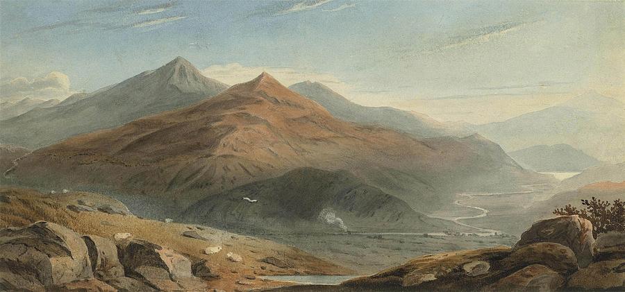 Snowdon from Moel Hebog with Beddgelert Painting by MotionAge Designs