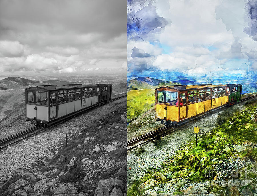Snowdon Train Mixed Media by Ian Mitchell
