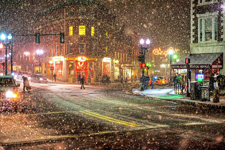 Night out at the Border Cafe in Harvard Square Cambridge Massachusetts  Square Art Print by Toby McGuire - Toby McGuire - Artist Website