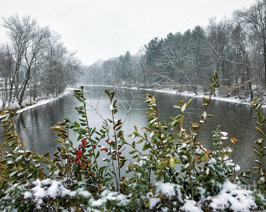 Snowfall on Drake Hill Bridge Photograph by Lorraine Cosgrove