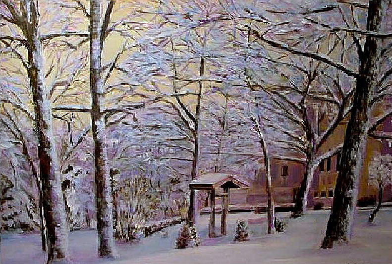Winter Painting - Snowfield Delaware Park by George Grace