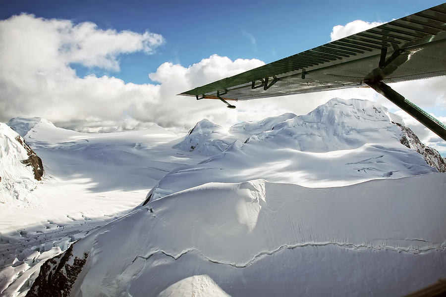 Snowfield off Airplane Wing - Alaska Range Photograph by Waterdancer 