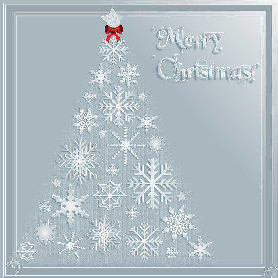 Snowflake Abstract Christmas Tree Digital Art by Serena King