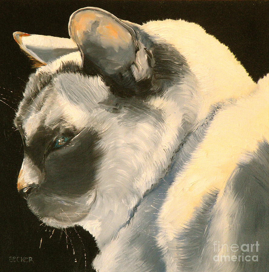 Cat Painting - Snowflake Buddha by Susan A Becker