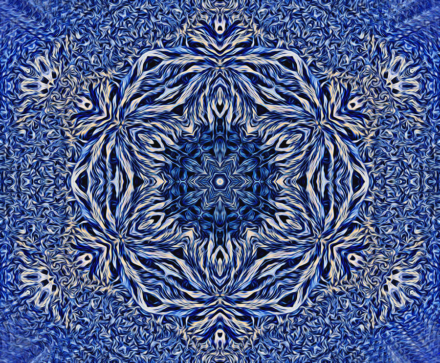 Abstract Digital Art - Snowflake design 4 by Lilia S