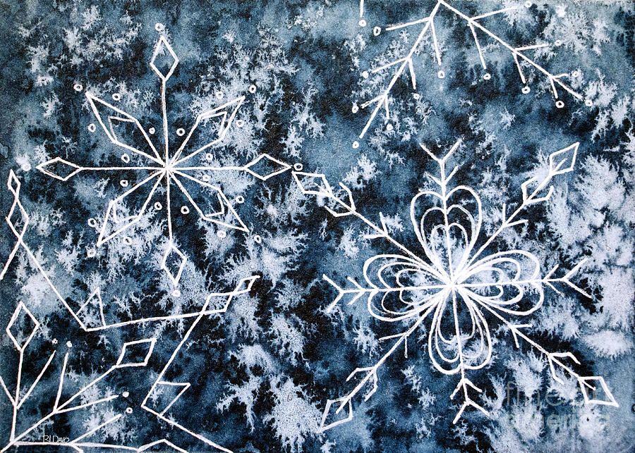 Snowflake Greetings Painting by Rebecca Davis
