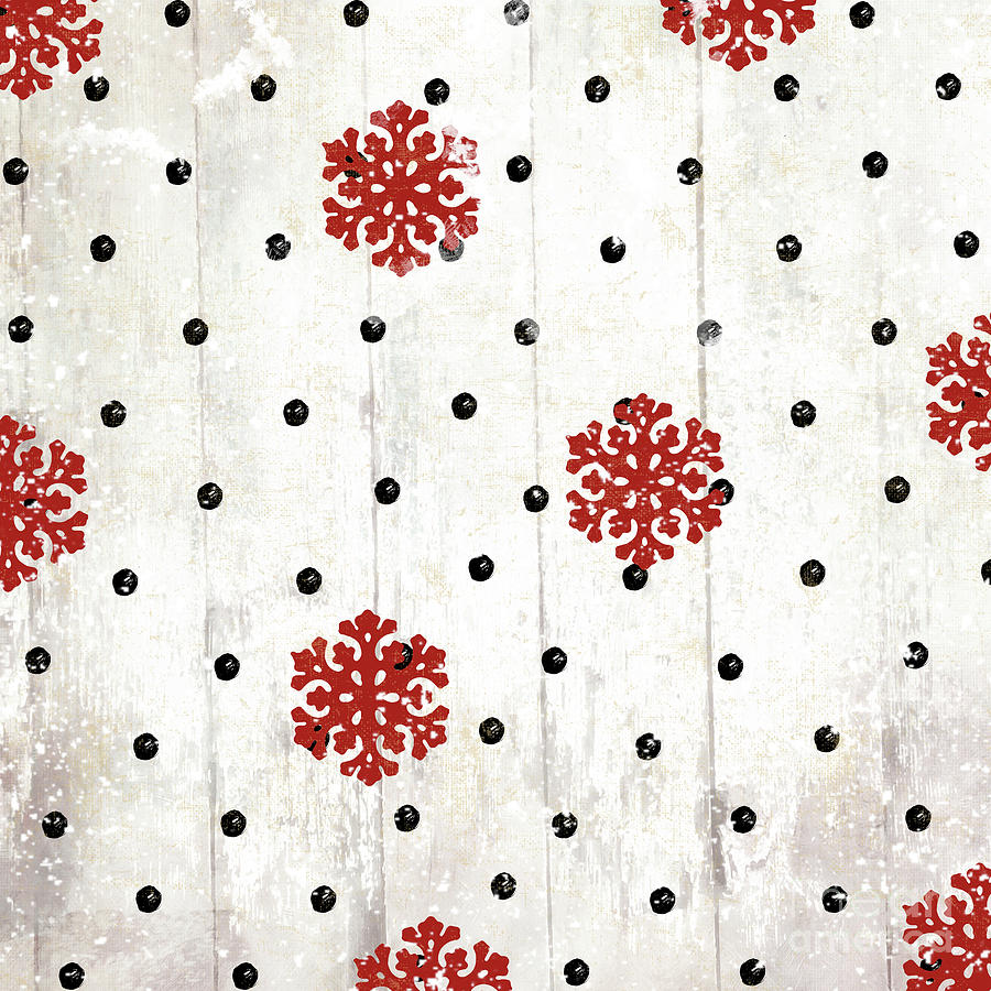 Black And White Painting - Snowflakes and Polka Dots Pattern by Mindy Sommers