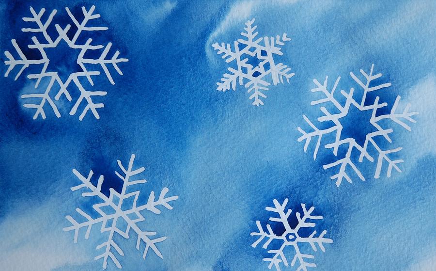 Winter Painting - Snowflakes by Gretchen Bjornson