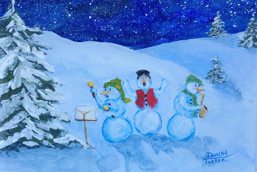 Snowie Musicians Painting by Donna Tucker