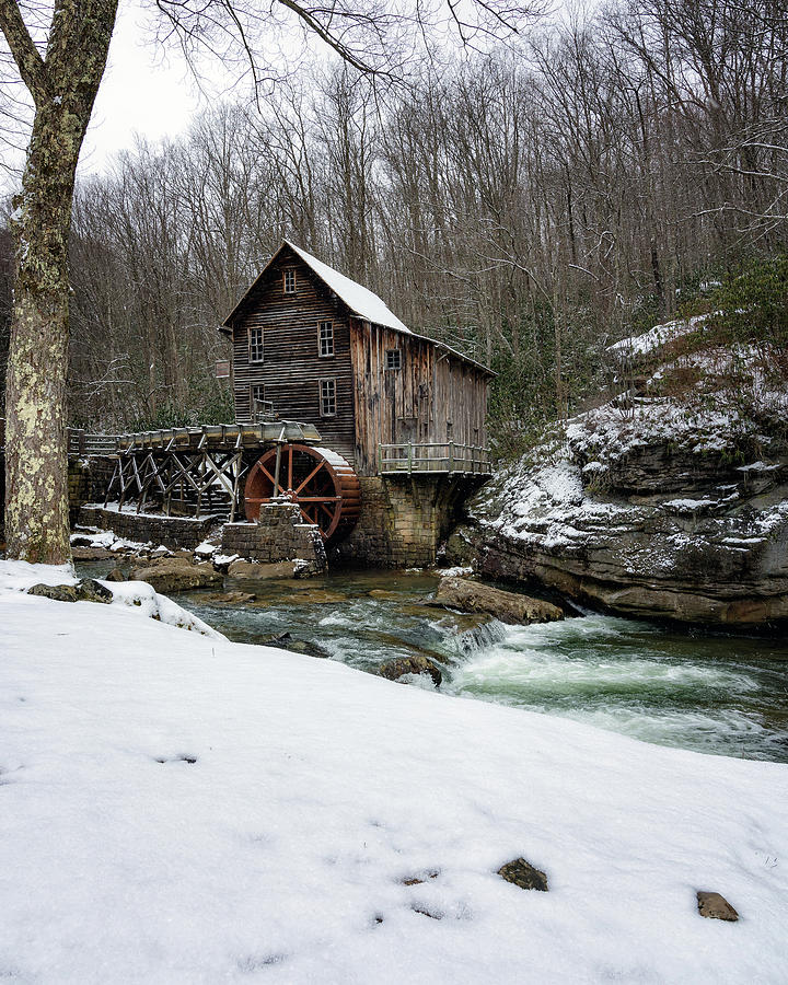 Snowing at Glade Creek Mill Photograph by Steve Hurt