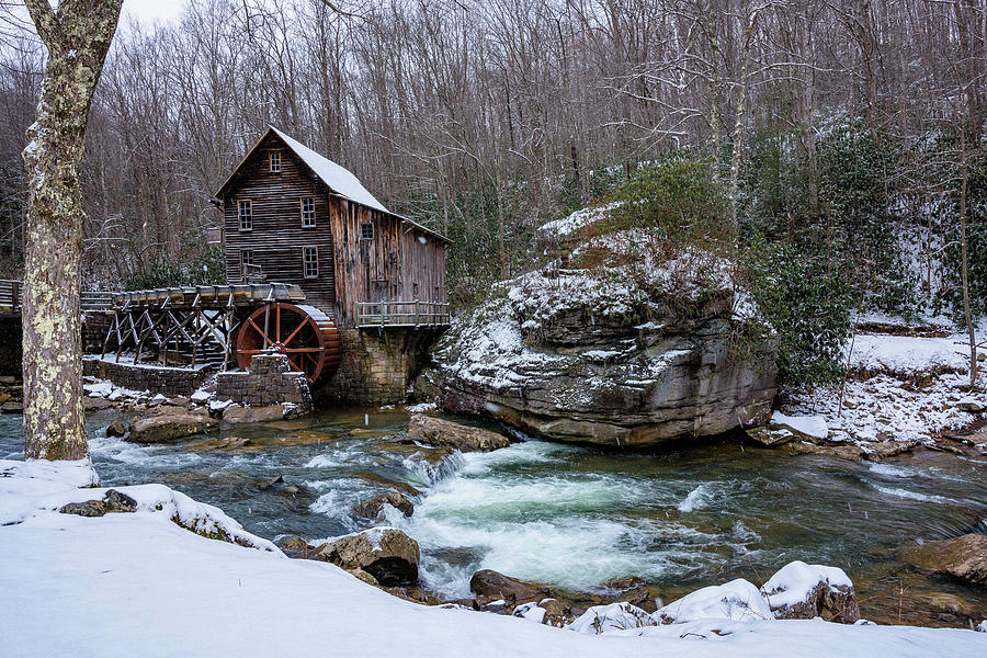 Snowing at the Mill  Photograph by Steve Hurt