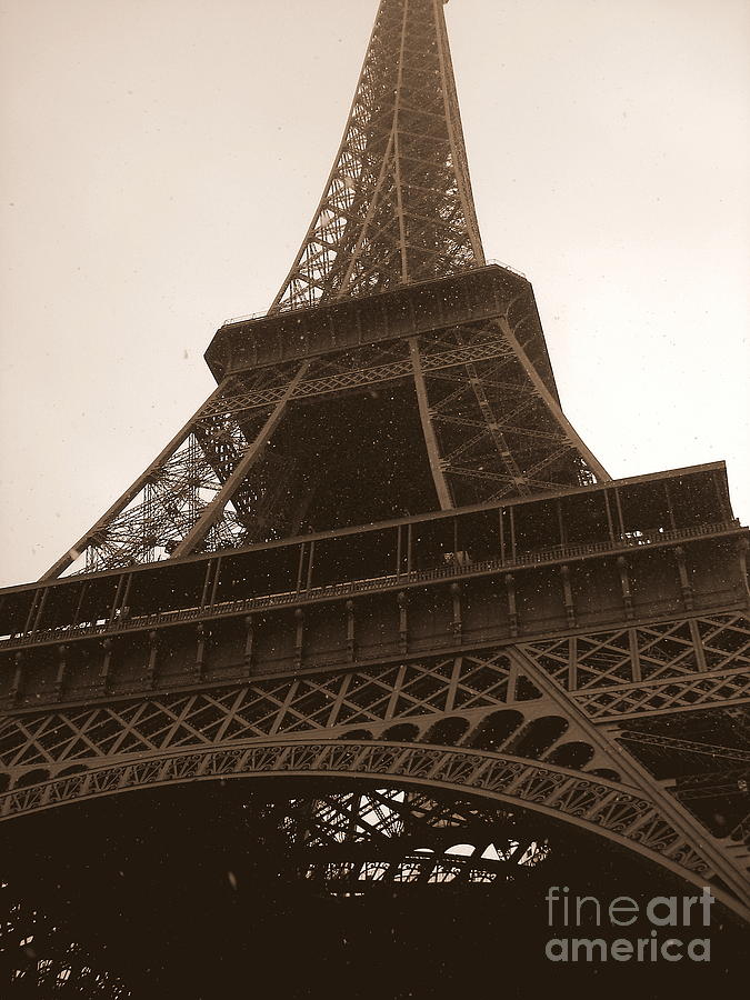 Paris Photograph - Snowing on the Eiffel Tower by Carol Groenen