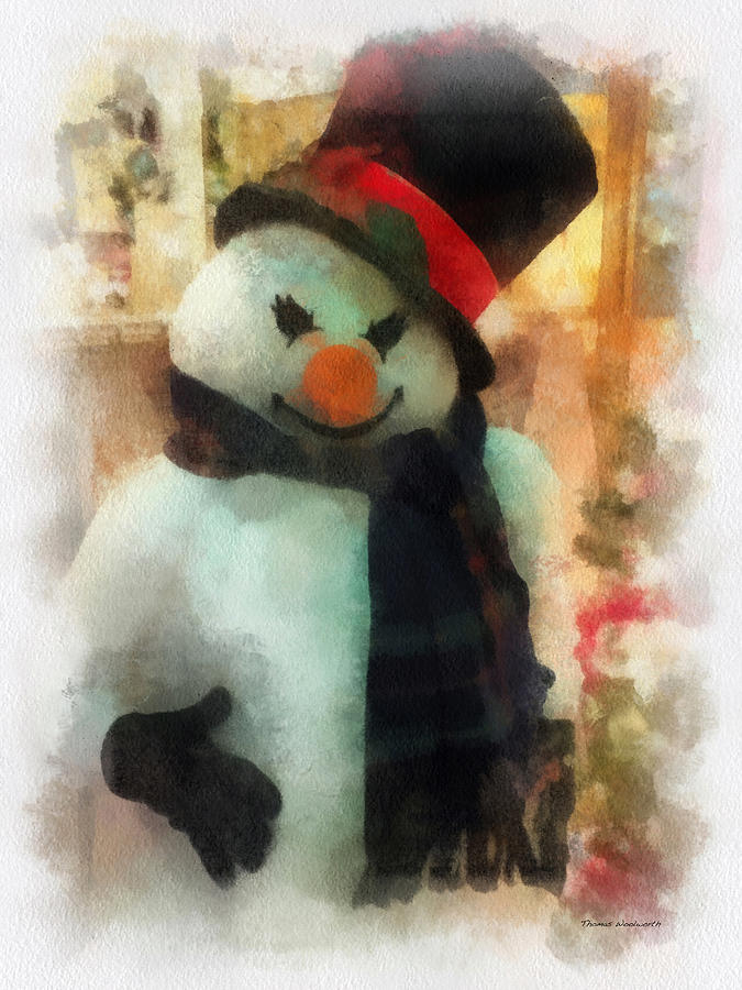 Holiday Mixed Media - Snowman 02 PA 01 by Thomas Woolworth