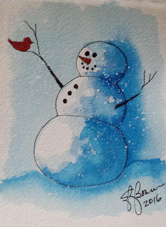 Snowman 2016   2 Painting by Elise Boam