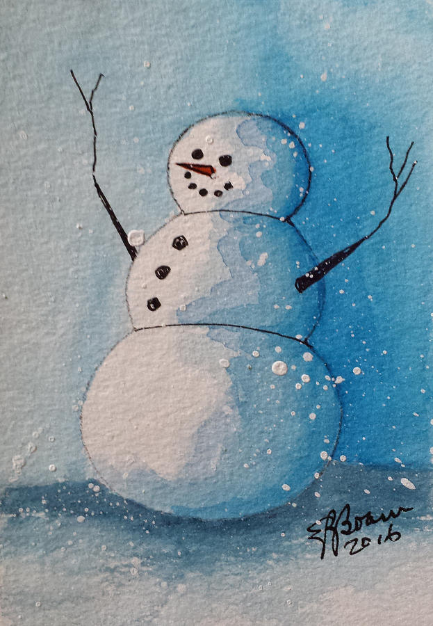Snowman 2016   4 Painting by Elise Boam