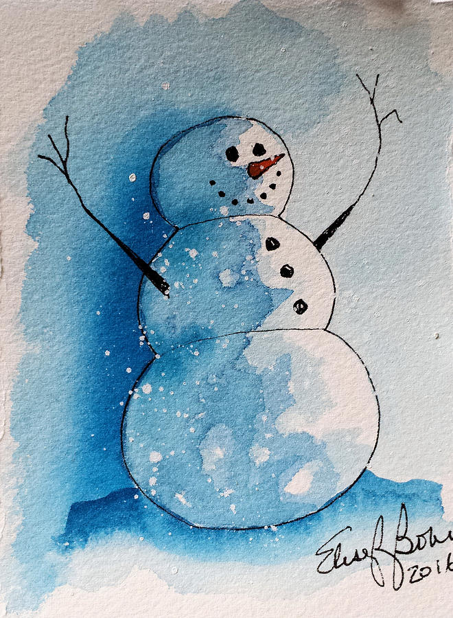 Snowman 2016   5 Painting by Elise Boam