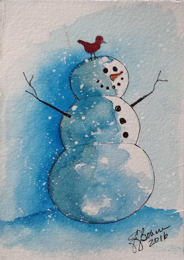 Snowman 2106     1 Painting by Elise Boam