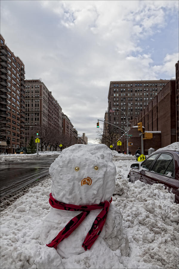 Snow Photograph - Snowman 96th Street and Park Avenue 4 by Robert Ullmann
