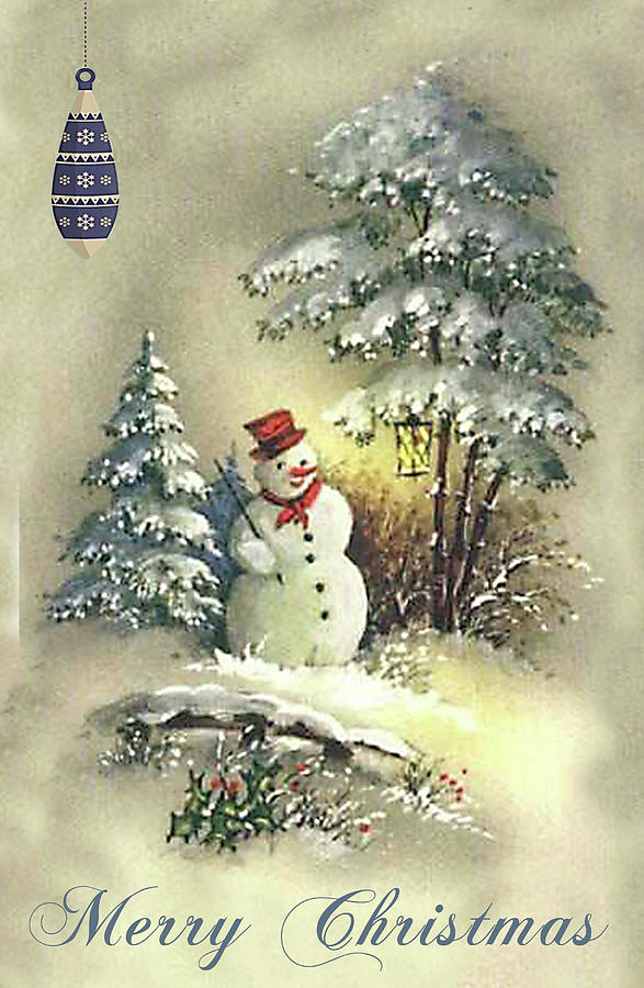 Snowman Christmas Card Digital Art by Greg Sharpe