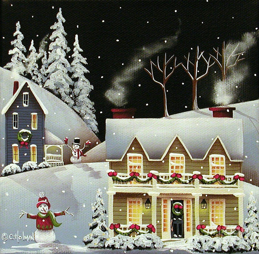 Snowman Contest Painting by Catherine Holman