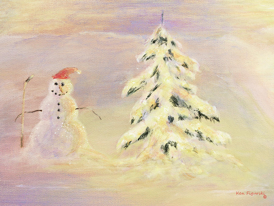 Snowman Crop Painting by Ken Figurski