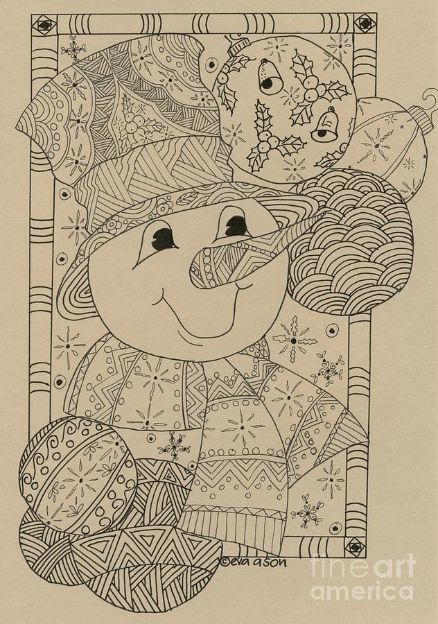 Snowman Drawing by Eva Ason