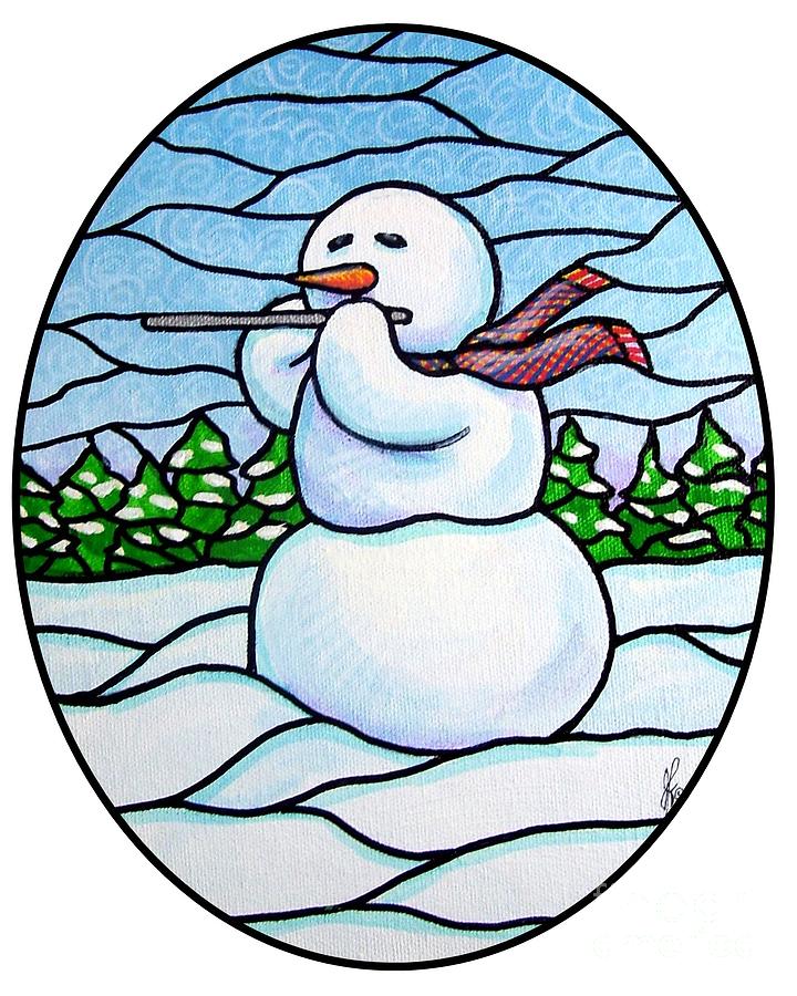 Snowman Flutist Painting by Jim Harris
