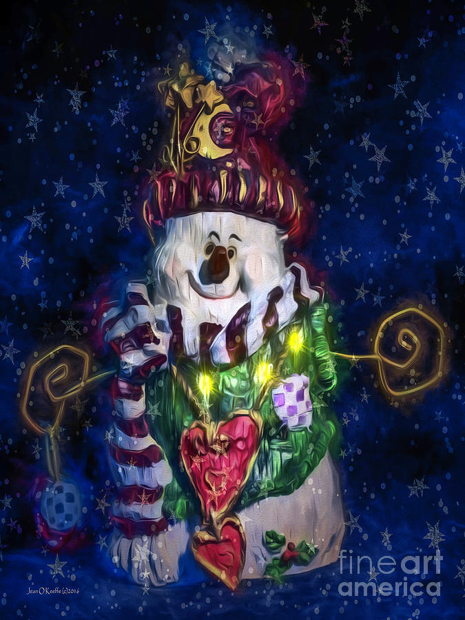 Winter Digital Art - Snowman Hugs by Jean OKeeffe Macro Abundance Art