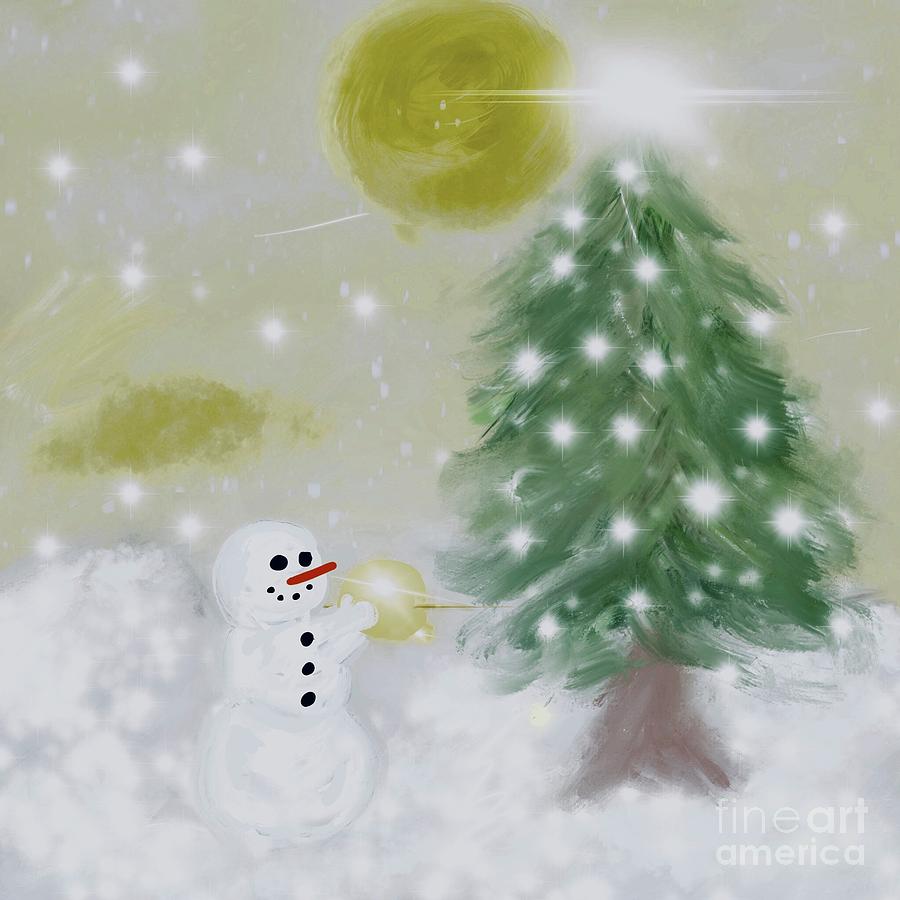 Snowman Tree Drawing by Susan Garren