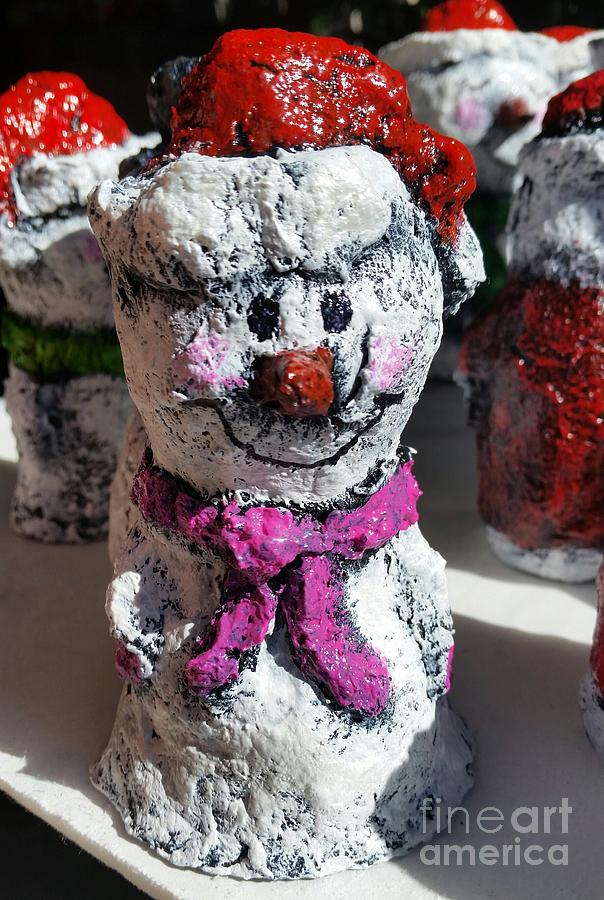 Snowman Pink Sculpture by Vickie Scarlett-Fisher