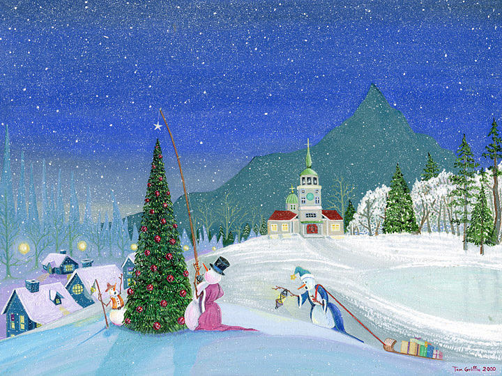 Christmas Painting - Snowmen In Sitka by Thomas Griffin