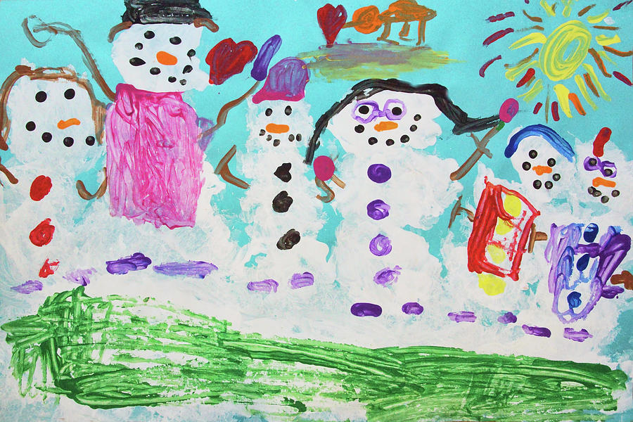 Snowmen in Summer Painting by Nikolyn McDonald