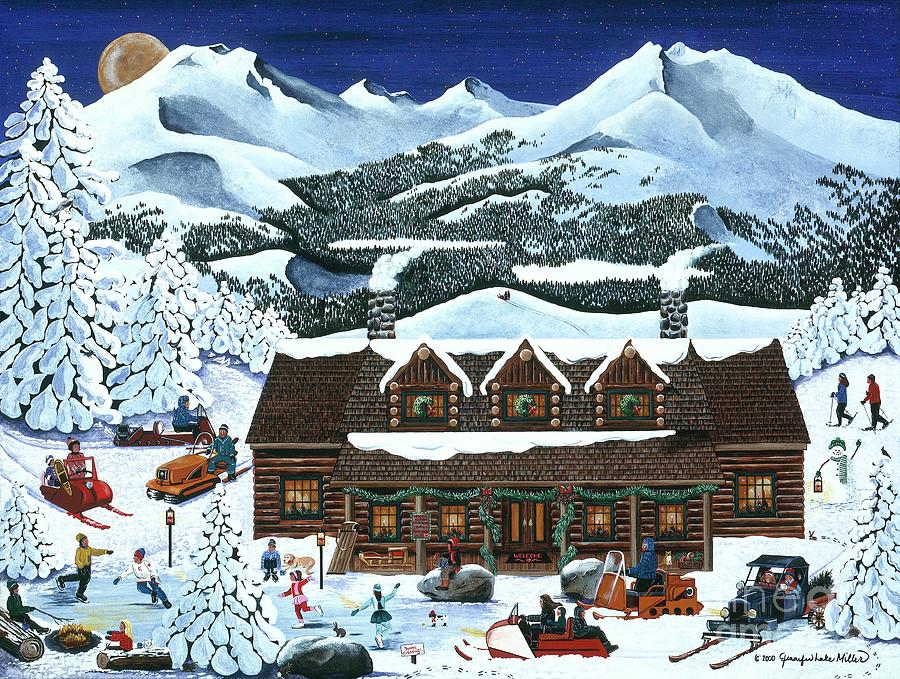 Snowmobile Holiday Painting by Jennifer Lake