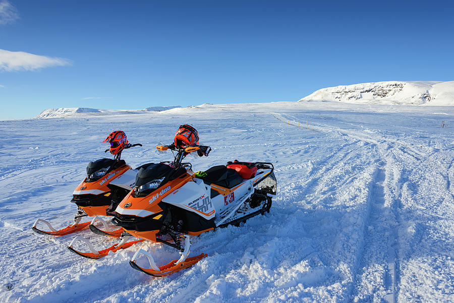 Snowmobiles in Iceland in winter Photograph by Matthias Hauser