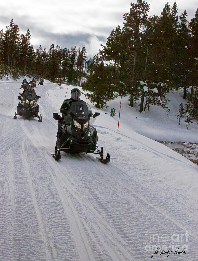 Snowmobiles-Signed-#7589 Photograph by J L Woody Wooden