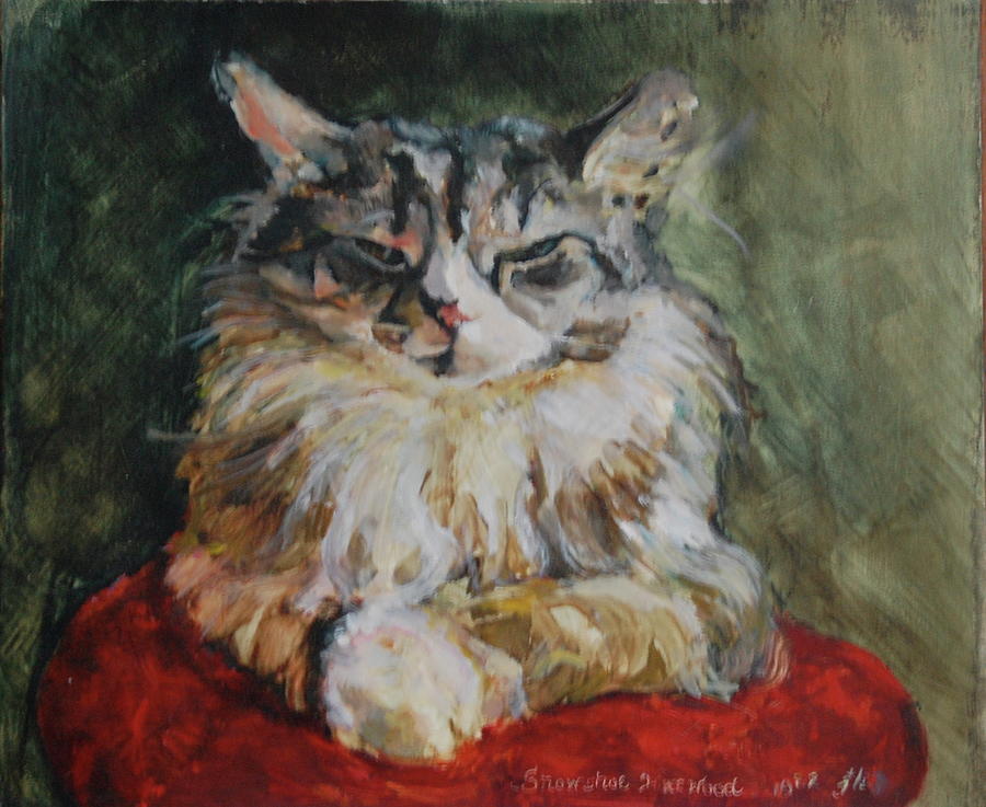 Cat Painting - Snowshoe Harwood by June Harding
