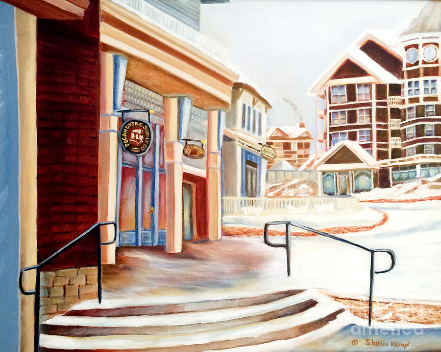 Snowshoe Village Shops Painting by Shelia Kempf