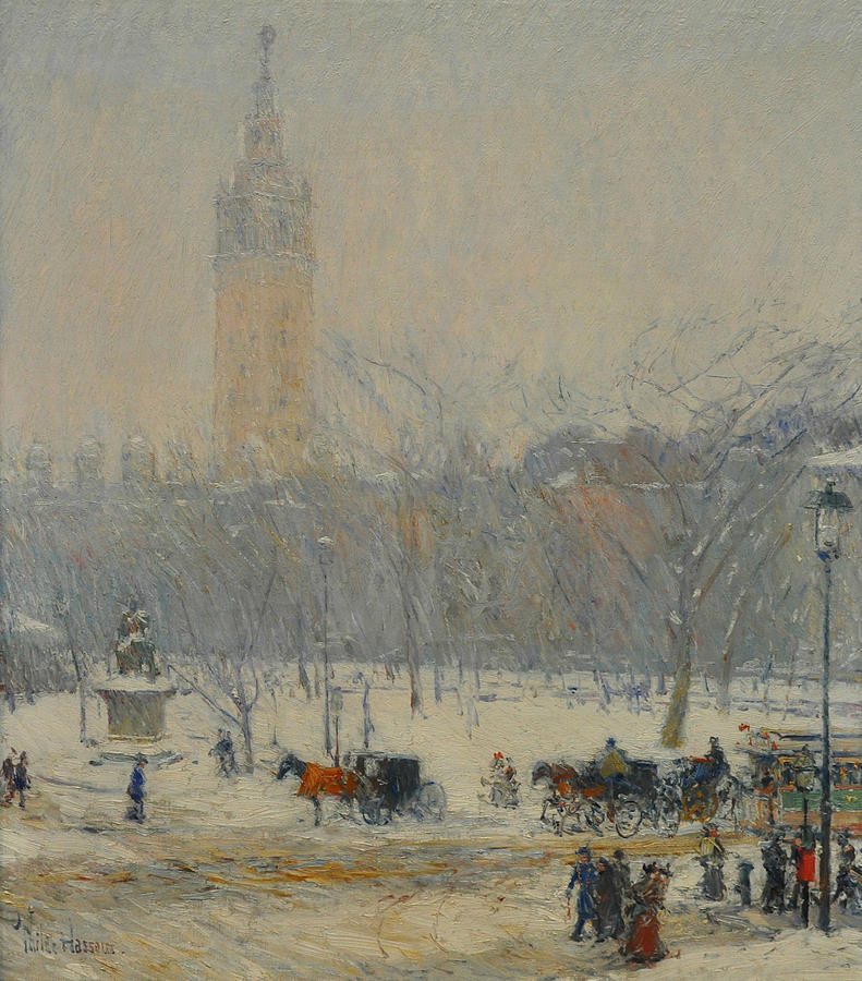 Snowstorm, Madison Square Painting by Childe Hassam