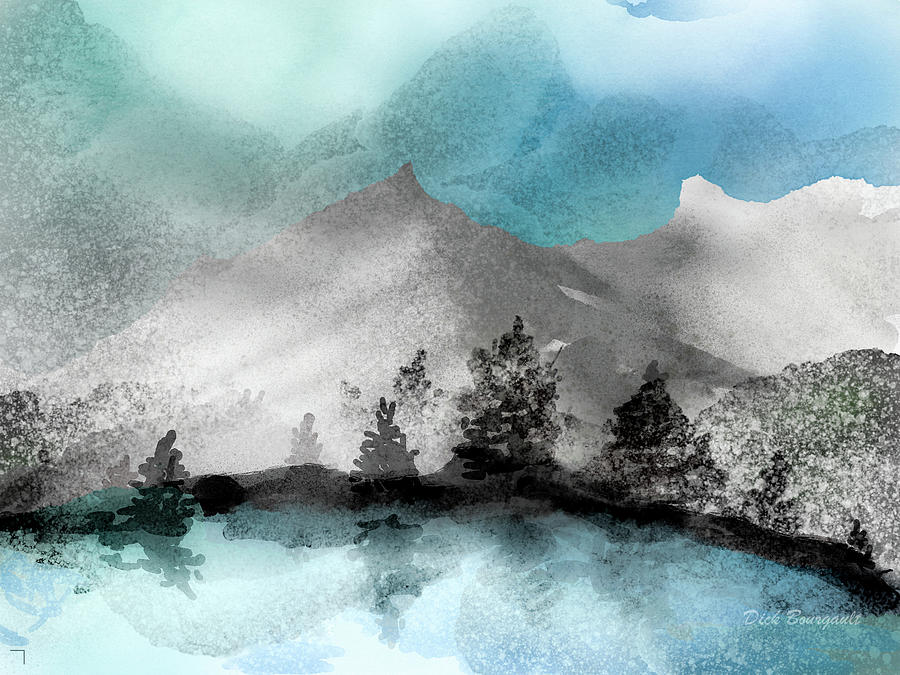 Snowy Alpine Vista Painting by Dick Bourgault