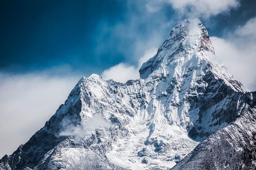 Snowy Ama Dablam Mountain, Himalayan Range Of Eastern Nepal Asia ...