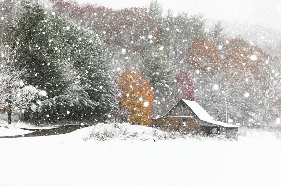 Snowy Barn Photograph by Benanne Stiens