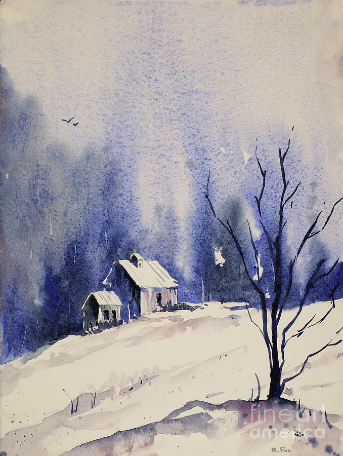 Snowy Barn  Painting by Ryan Fox