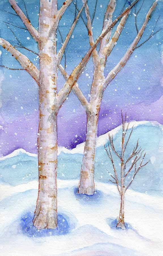 Winter Landscape Painting - Snowy Birches by Elizabeth Oertel Winter Landscape Painting - Snowy Birches by Elizabeth Oertel