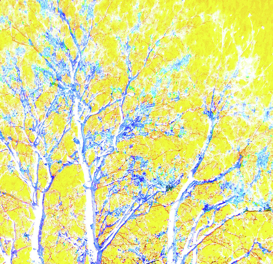 		Snowy Blue Tree On Lemon			 Digital Art by Ann Johndro-Collins