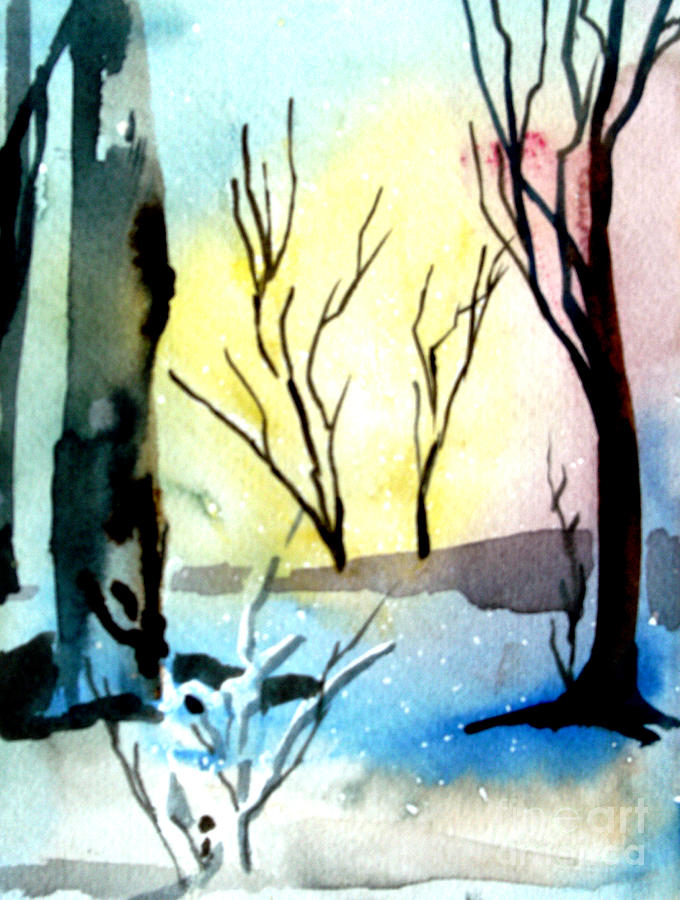 Winter Painting - Snowy Branches by Mindy Newman