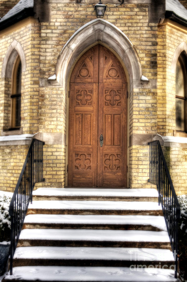 Snowy Church Doors Photograph by Margie Hurwich